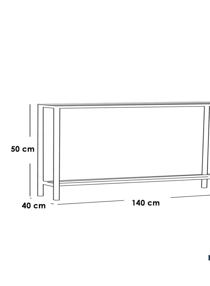 House One TV Table | Modern Steel and Glass Shelves TV Cabinet with Storage Capacity Suitable for Living Room Furniture  - Black - 140x40x50 cm - Image 2