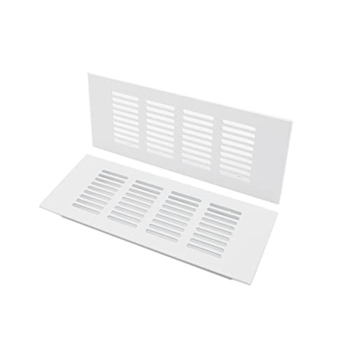 TTZEZE 2PCS Air Vent Cover,TTZEZE White Aluminium Alloy Ventilation Grille Rectangle Metal Louvered Grill Cover for Wardrobe Stove Shoes Cabinet Sink Kitchen Bathroom Side Wall Ceiling and Floor Exhaust Vent - Image 1