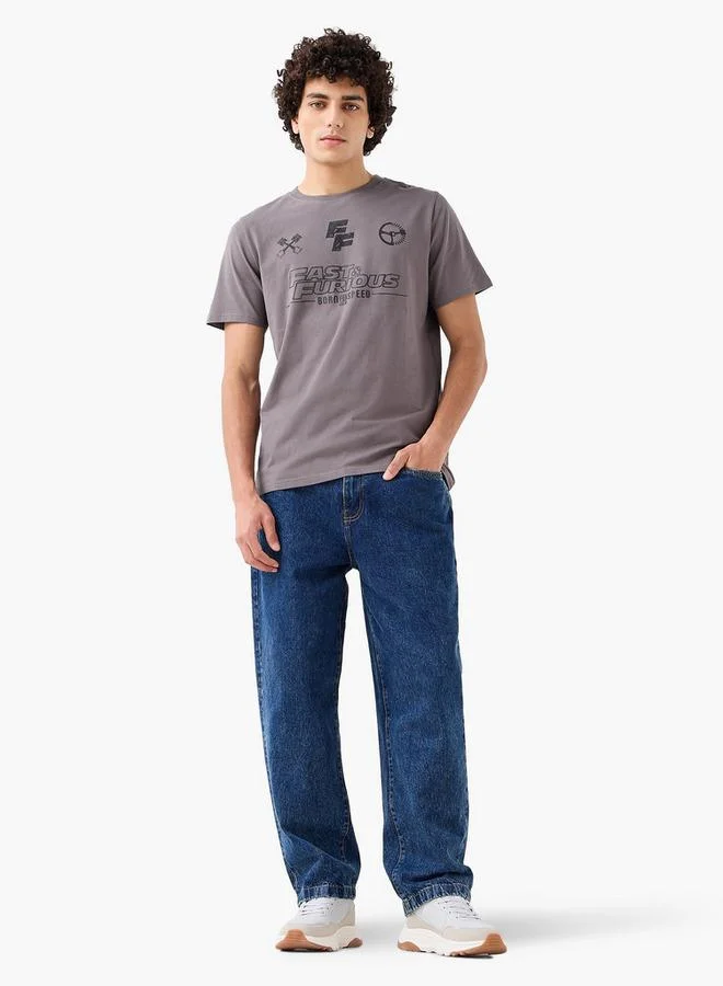 اس بي كاركترز تيشيرت رجالي بطبعة سريعة وغاضبة بياقة دائرية وأكمام قصيرة بقصة عادية