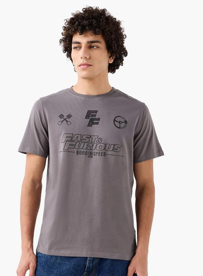 SP Characters Men Regular Fit Crew Neck Short Sleeves Fast and Furious Print T-shirt