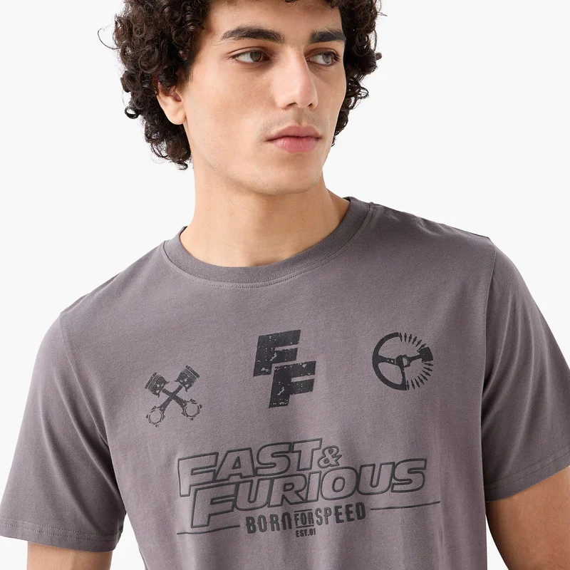 SP Characters  Men Regular Fit Crew Neck Short Sleeves Fast and Furious Print T-shirt for Men | Best Price UAE