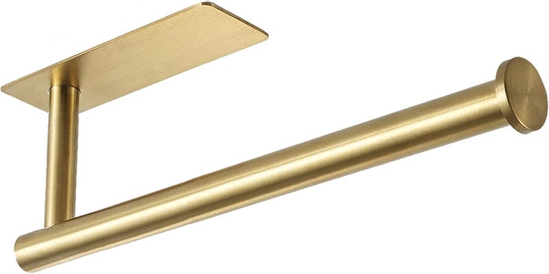 theaoo Wear resistant Gold Paper Towel Holder for Kitchen, Adhesive Under Cabinet Paper Towel Roll Rack for Bathroom Towel, Wall Mounted Matte Black, SUS304 Stainless Steel Classic design alternatives - Image 1