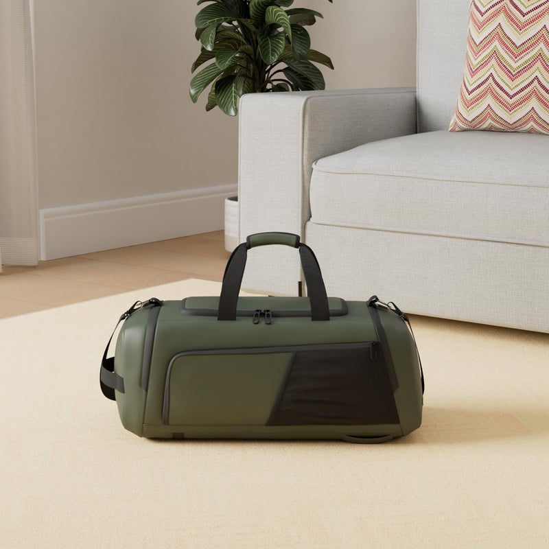 Moulyan Gym Duffle Bag Waterproof Sports Duffel Bags Travel Weekender Bag for Men Women Overnight Bag with Shoes Compartment, Dark Green - Image 2