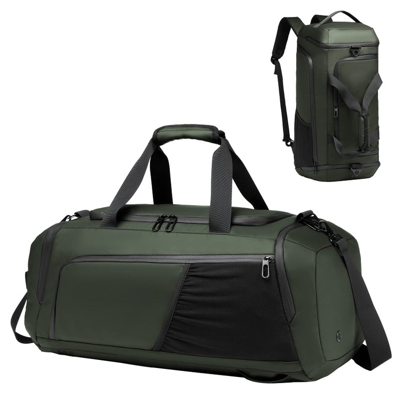 Moulyan Gym Duffle Bag Waterproof Sports Duffel Bags Travel Weekender Bag for Men Women Overnight Bag with Shoes Compartment, Dark Green - Image 1