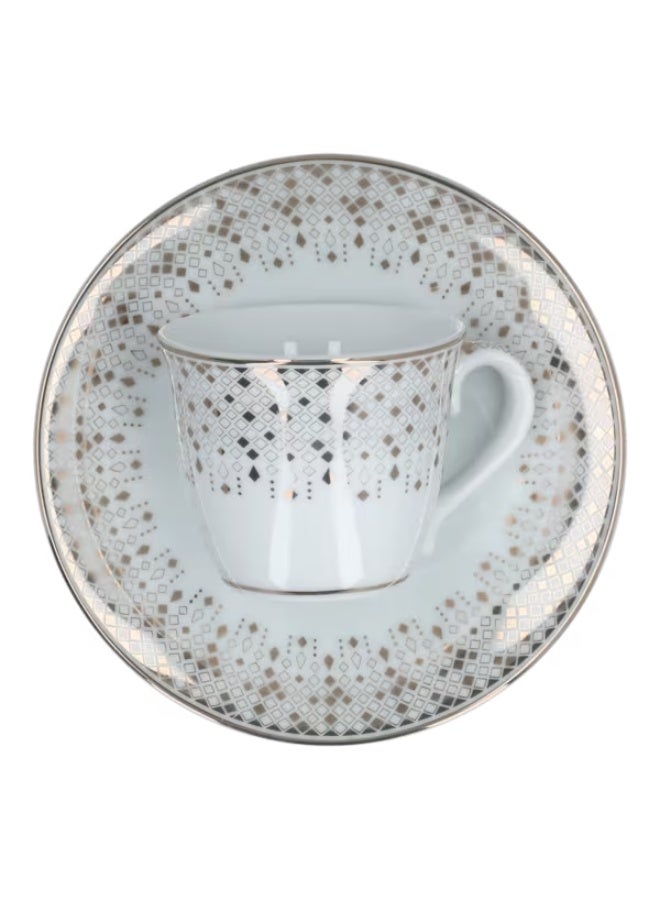 Easy Life Festive Collection Porcelain Coffee Cup with Saucer White and Gold 80ml - Image 1