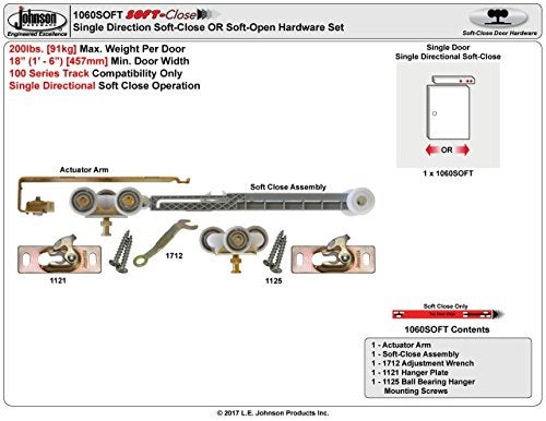 Johnson Hardware 1060SOFT Soft Close Hanger Rettrofit Kit, Actuator Only, Made in The USA - Image 3