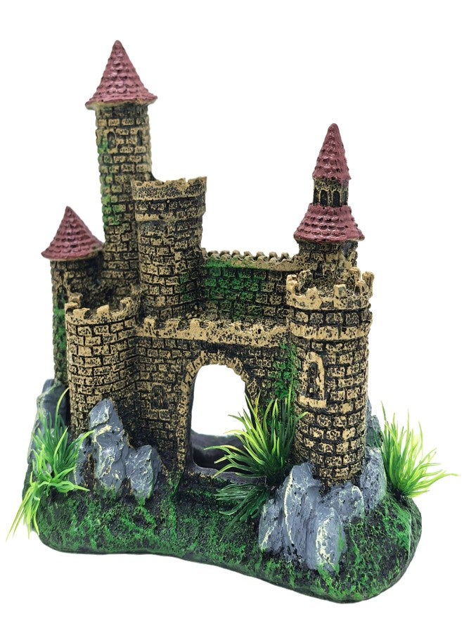 M2cbridge Aquarium Decor Castle Shipwreck Ornament Underwater Landscape(Yellow Castle) - Image 2