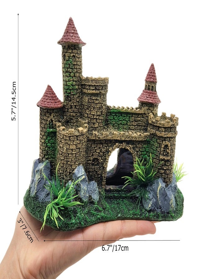 M2cbridge Aquarium Decor Castle Shipwreck Ornament Underwater Landscape(Yellow Castle) - Image 3