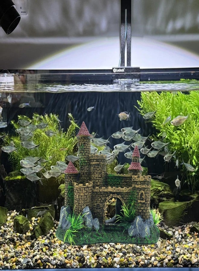 M2cbridge Aquarium Decor Castle Shipwreck Ornament Underwater Landscape(Yellow Castle) - Image 4