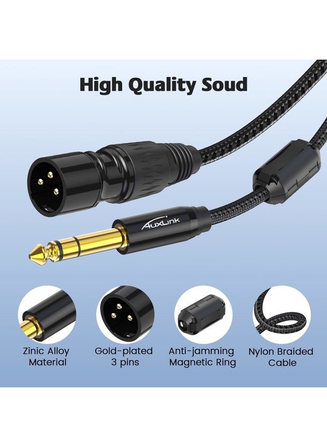 AuxLink XLR Male to 1/4 Cable 25ft 2 Pack, Balanced TRS to 6.35mm Gold-Plated Connectors Nylon Braided, Quarter Inch to XLR Male Cable - Image 4