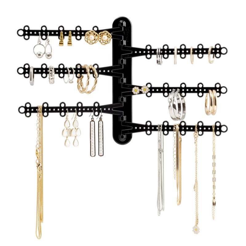 All Hung Up 6-Tier Wall Jewelry Organizer Wall Mounted Jewelry Organizer Necklace Holder Wall Mount Hanging Necklace Organizer Jewelry Hanger Hanging Earring Holder Organizer Display (Black) - Image 1