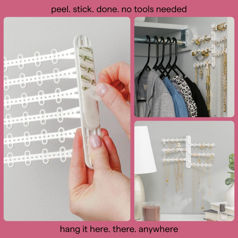 All Hung Up 6-Tier Wall Jewelry Organizer Wall Mounted Jewelry Organizer Necklace Holder Wall Mount Hanging Necklace Organizer Jewelry Hanger Hanging Earring Holder Organizer Display (Black) - Image 5