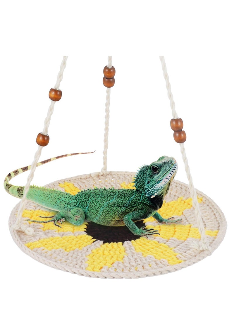 Zikra Bearded Dragon Hammock Reptile Hammock Swing, Adjustable Lizard Hammock Bearded Dragon Bed, Hand-Woven Small Animal Hammock, Bearded Dragon Tank Accessories for Gecko Snake Chameleon - Image 1