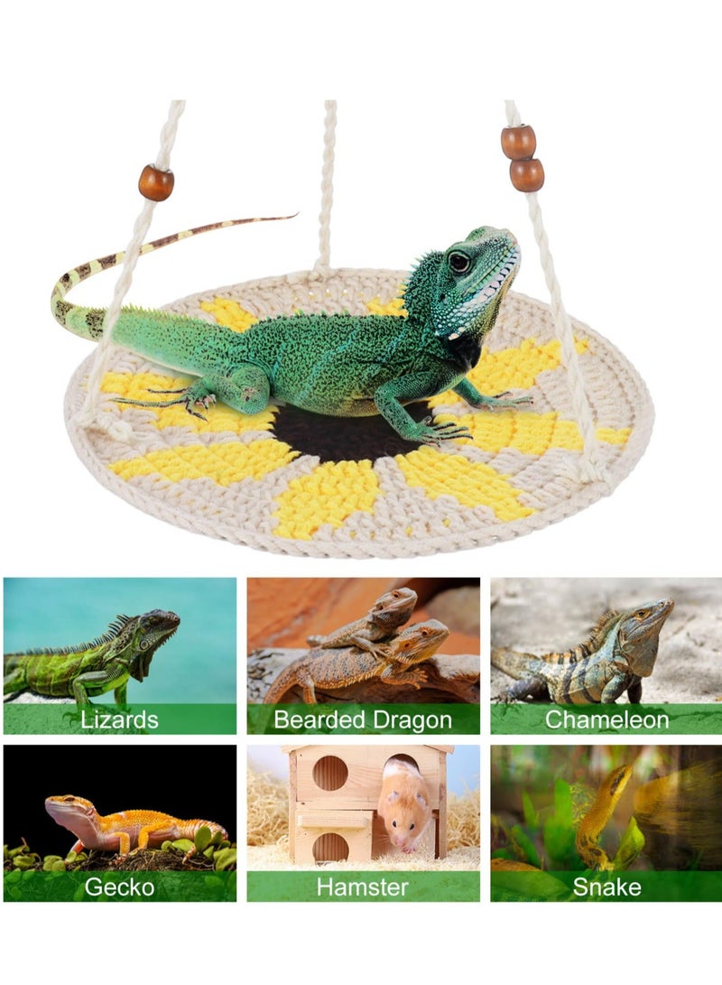 Zikra Bearded Dragon Hammock Reptile Hammock Swing, Adjustable Lizard Hammock Bearded Dragon Bed, Hand-Woven Small Animal Hammock, Bearded Dragon Tank Accessories for Gecko Snake Chameleon - Image 5