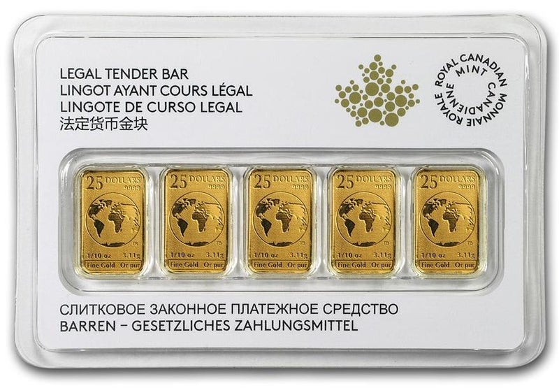 ABConcept Canada World Atlas Gold 5 x 1/10 oz Bar Set - Image 1