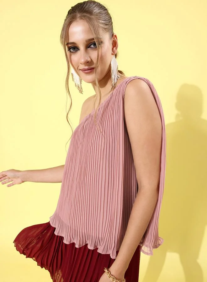Mish Mish One Shoulder Neck Pleated Top