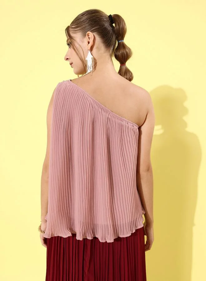 Mish Mish One Shoulder Neck Pleated Top