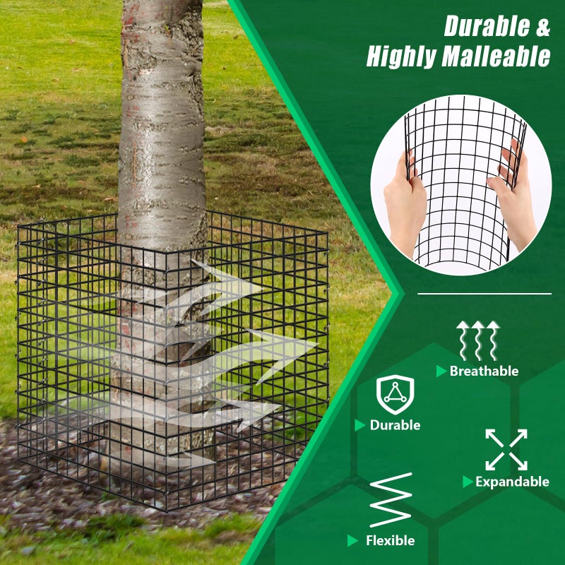 UQM Tree Trunk Protector, 12 Pcs Metal Tree Guards Trunk Protector with Glove & Metal Stakes & Zip Ties, 6 Pack Mesh Tree Bark Protector, Plant Protectors from Deer Animals Mowers Trimmers - Image 3