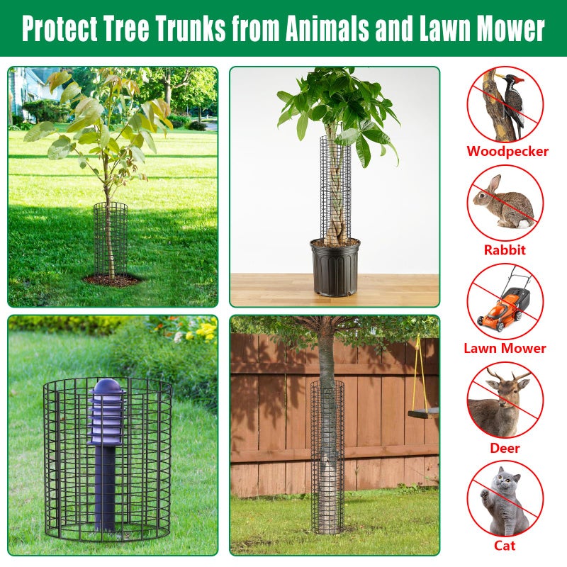 UQM Tree Trunk Protector, 12 Pcs Metal Tree Guards Trunk Protector with Glove & Metal Stakes & Zip Ties, 6 Pack Mesh Tree Bark Protector, Plant Protectors from Deer Animals Mowers Trimmers - Image 4