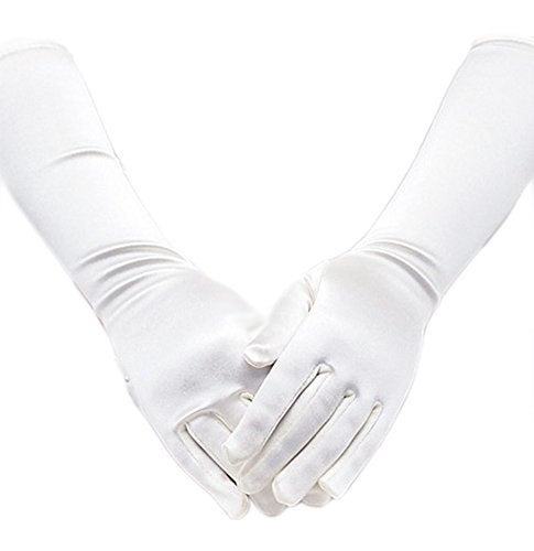 iGirlDress Satin Long Child Size Girls Formal Gloves (4 - 7, White) - Image 2