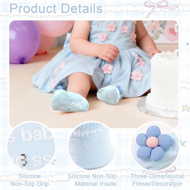 JOYOYO 5 Colors Baby Flower Headbands and Socks Baby Girls Nylon Headband Soft Hairbands Hair Accessories for Newborn Infant Toddler Kids - Image 4