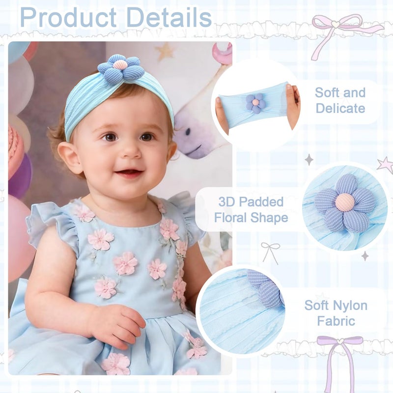 JOYOYO 5 Colors Baby Flower Headbands and Socks Baby Girls Nylon Headband Soft Hairbands Hair Accessories for Newborn Infant Toddler Kids - Image 5