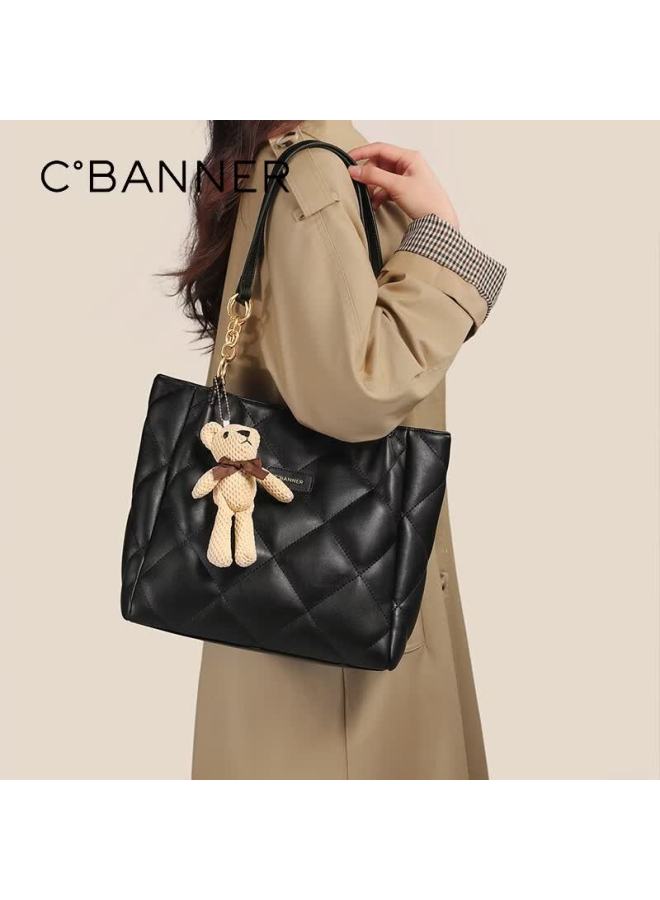 C.banner Women's Leather Quilted Tote Chain Bag Large Capacity Shoulder Bag Birthday Women's Day Gift - Image 2