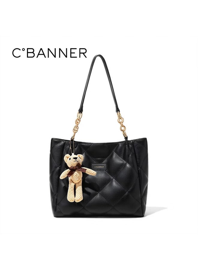 C.banner Women's Leather Quilted Tote Chain Bag Large Capacity Shoulder Bag Birthday Women's Day Gift - Image 3