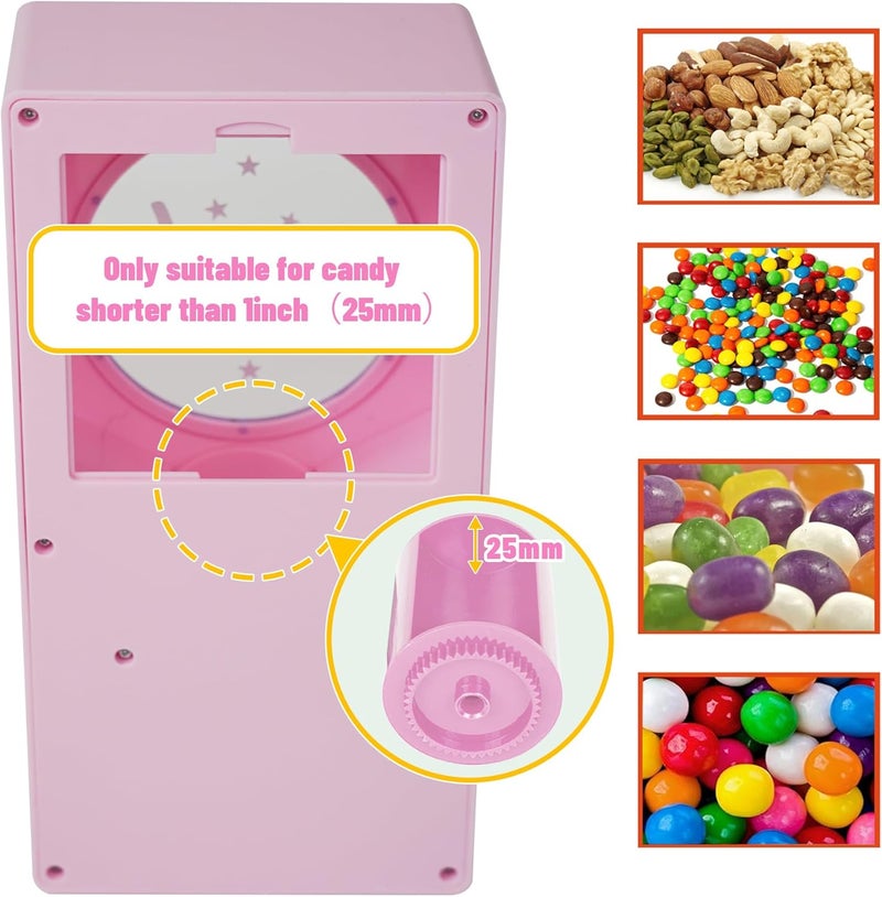 YOBRO Retro Candy Dispenser, Pet Food Dispenser - Gum & Nut Dispenser, Snack Dispenser for Coffee Beans Nuts, Fun Vending Machine for Home or Office, 3+ YEARS. (Pink) - Image 5