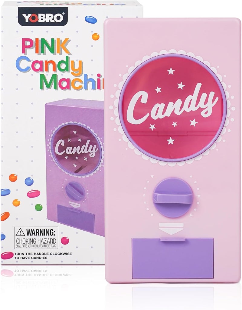 YOBRO Retro Candy Dispenser, Pet Food Dispenser - Gum & Nut Dispenser, Snack Dispenser for Coffee Beans Nuts, Fun Vending Machine for Home or Office, 3+ YEARS. (Pink) - Image 1