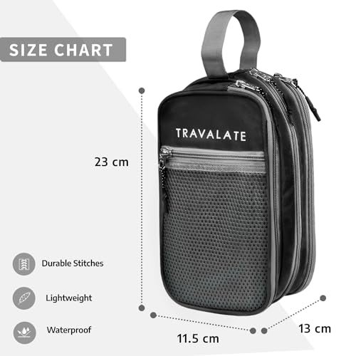 Travalate® Polyester Cosmetic Makeup Pouch with Multi Pockets, Shaving Kit Toiletry Bag, Waterproof Travel Toiletry Kit for Women and Men – Black - Image 3