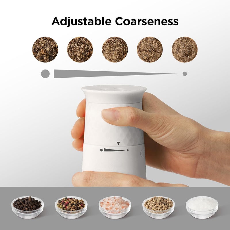Kitchen Mama FlipTastic Rechargeable Salt and Pepper Grinder – Gravity Electric Grinder, Pepper Mill, Adjustable Coarseness, One-Hand Operation, Large Capacity, Refillable Kitchen Gadgets (White) - Image 5