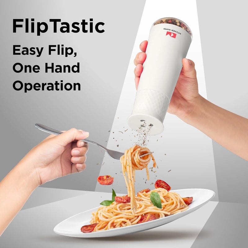 Kitchen Mama FlipTastic Rechargeable Salt and Pepper Grinder – Gravity Electric Grinder, Pepper Mill, Adjustable Coarseness, One-Hand Operation, Large Capacity, Refillable Kitchen Gadgets (White) - Image 2
