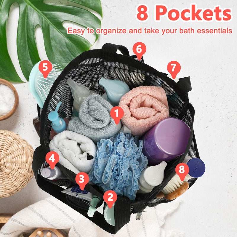 Fammart Mesh Shower Caddy Portable for College Dorm Room Essentials, 8-Pocket Large Shower Basket Tote Bag with 2 Handles for Toiletry, Bathroom, Beach, Camp, Gym - Image 4