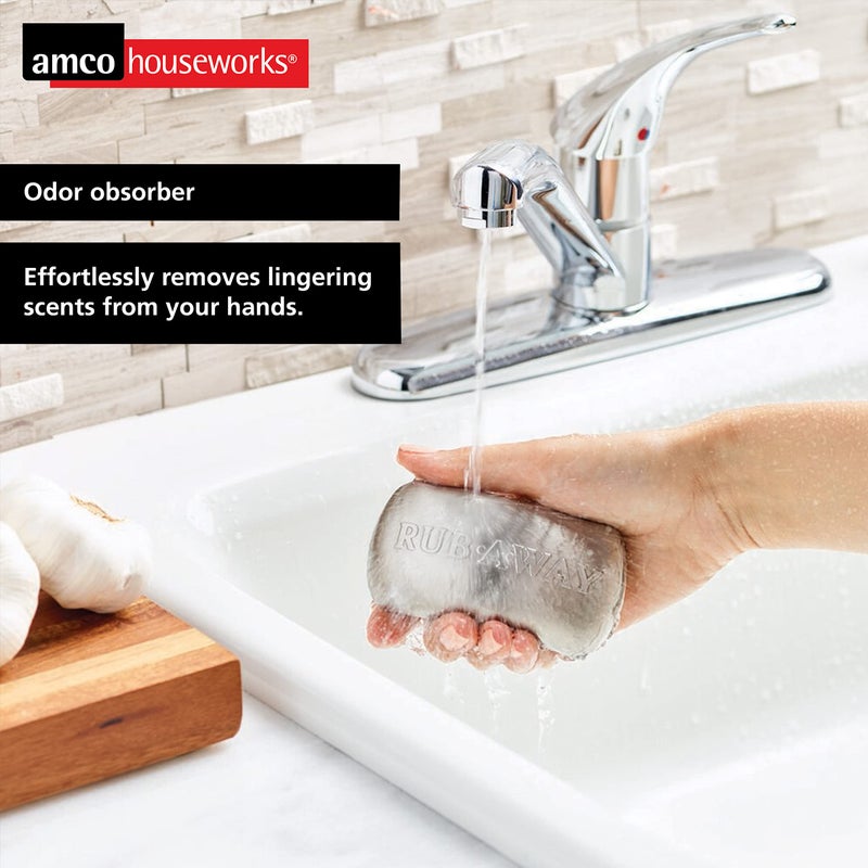 Amco Rub-a-Way Bar, Stainless Steel Odor Absorber (4" x 2.25") - Dishwasher Safe Kitchen & Outdoor Essential for Garlic, Onion, Fishing, Hiking Odors - Natural Odor Remover - Image 4