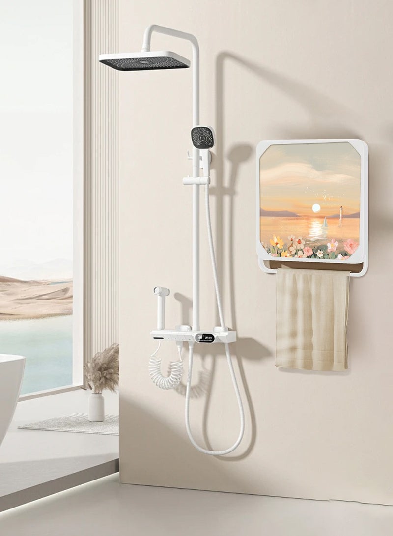 BEIRUI Wall Mounted Organizer Bathroom mural Organizer Clothes Folding Storage Box Clothes Folding Storage Box, Storage and Decoration 2 in 1, Bathroom Decorative Painting, Waterproof Hanging Storage, No-Punch Wall Mounted Bathroom Shelf, Toilet Mural Space Saving  - Image 4