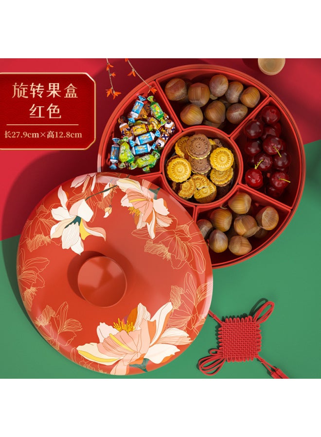 Creative Rotating Fruit and Snack Plate Wedding and New Year Candy Box Nut and Dried Fruit Storage Tray for Home Living Room Coffee Table