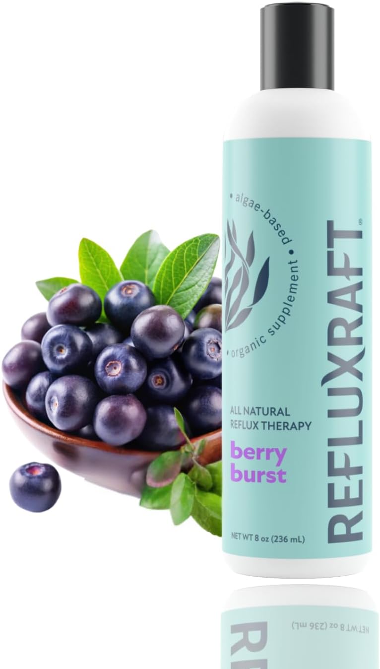 RefluxRaft Acid Reflux Therapy with Organic Alginate Pregnancy Safe Fast  LongLasting GERD  LPR Support Zero Sugar GlutenFree Low Sodium Berry Burst 47 Gel Servings 8 OZ Bottle - Image 1