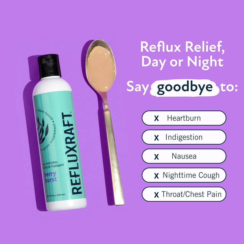 RefluxRaft Acid Reflux Therapy with Organic Alginate Pregnancy Safe Fast  LongLasting GERD  LPR Support Zero Sugar GlutenFree Low Sodium Berry Burst 47 Gel Servings 8 OZ Bottle - Image 3