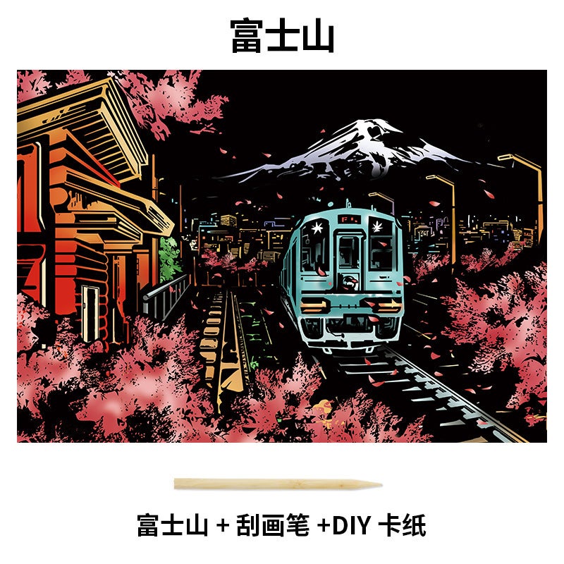 Color City Night Scenery Scratch Scratch Handmade Scratch Diy Creative Handmade Paintings For Girlfriends Gifts - Image 1