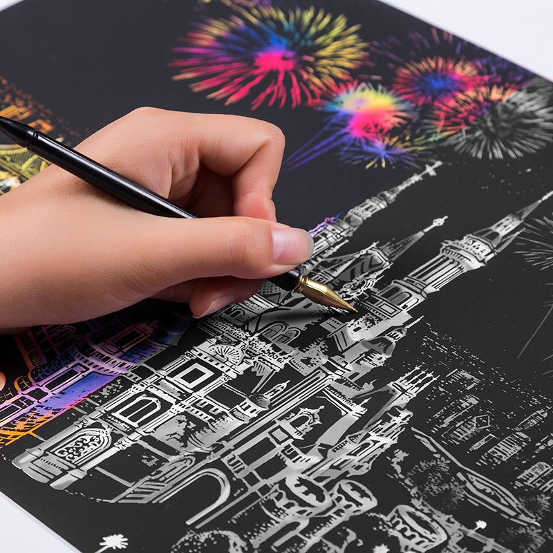 Color City Night Scenery Scratch Scratch Handmade Scratch Diy Creative Handmade Paintings For Girlfriends Gifts - Image 2