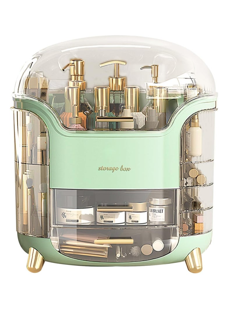 Decorhills Makeup Organizer Storage Box with Drawers – Large Acrylic Skincare & Cosmetic Display Case – Multi-Compartment Vanity Organizer for Beauty Products, Perfumes & Jewelry – Light Green –30x15x25 cm - Image 1
