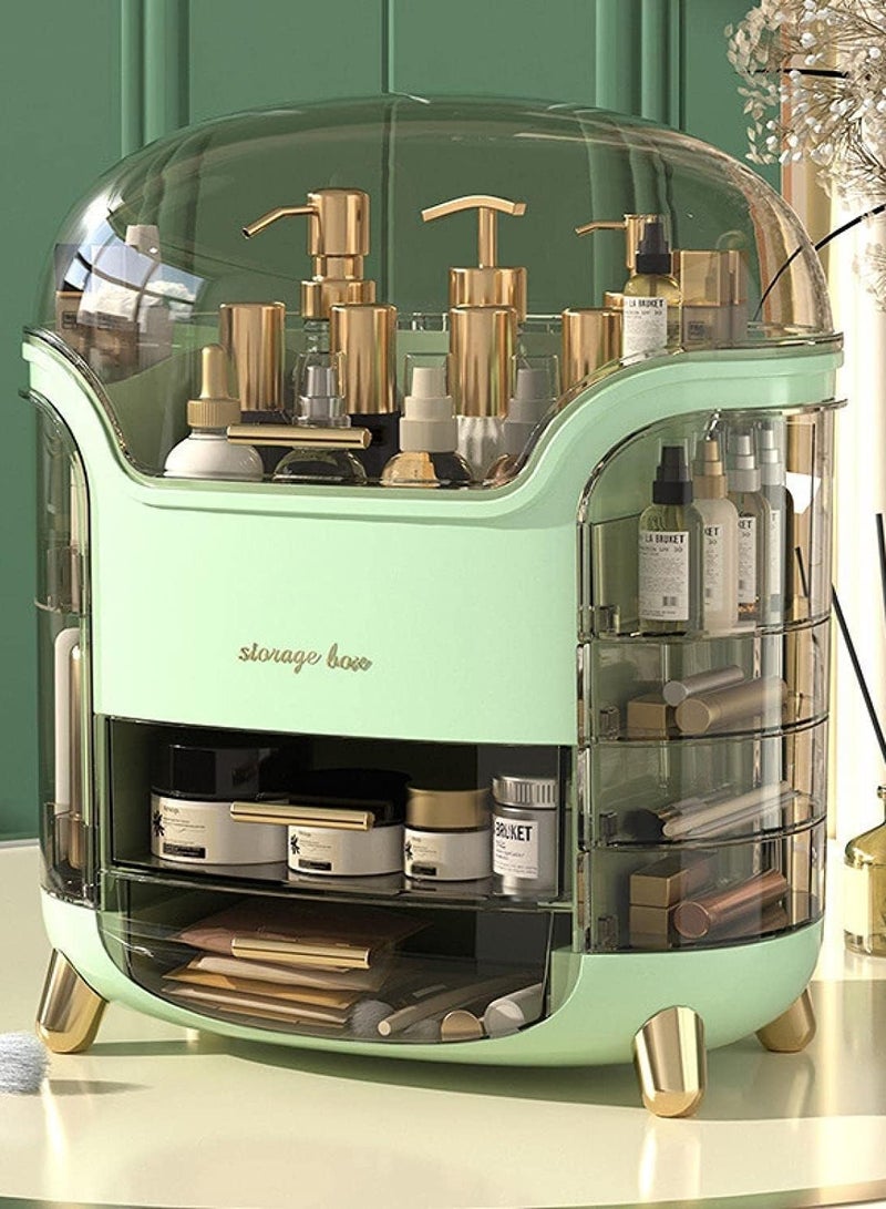Decorhills Makeup Organizer Storage Box with Drawers – Large Acrylic Skincare & Cosmetic Display Case – Multi-Compartment Vanity Organizer for Beauty Products, Perfumes & Jewelry – Light Green –30x15x25 cm - Image 2