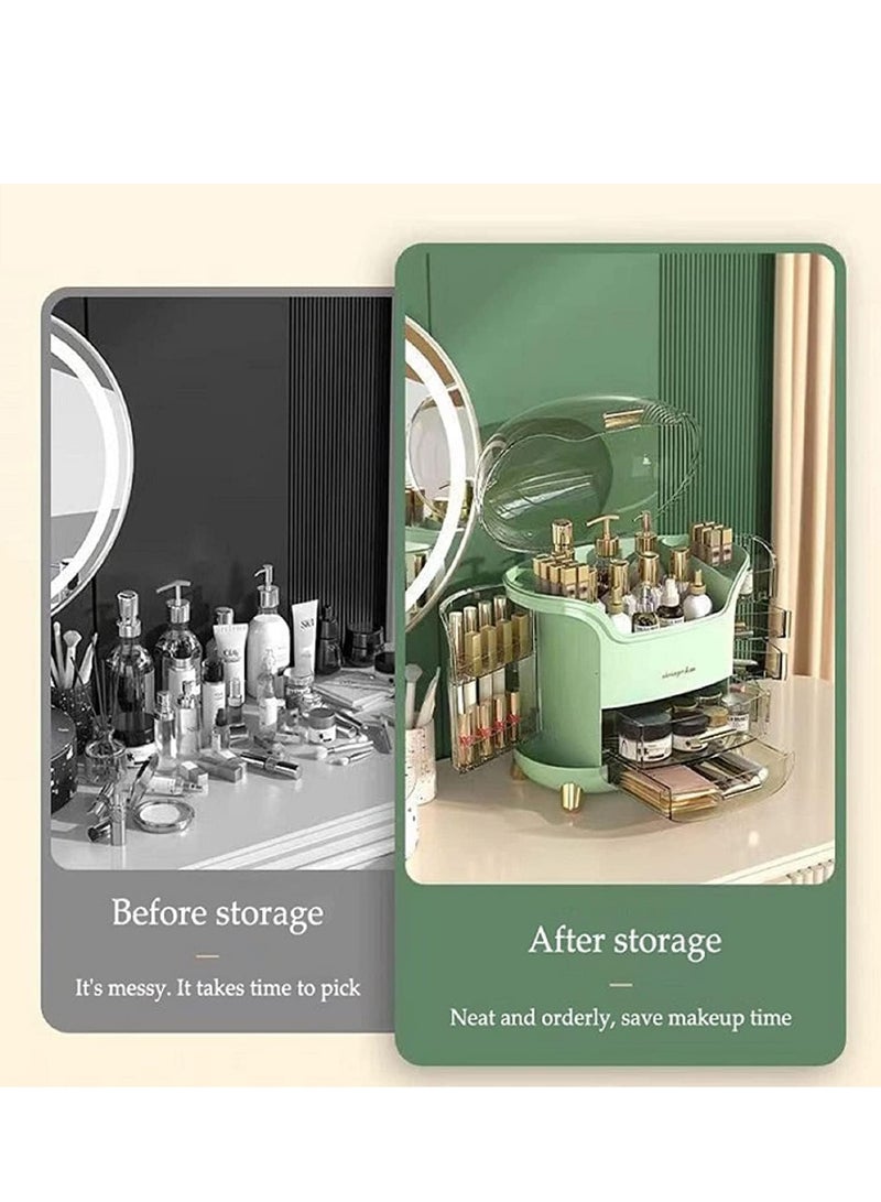 Decorhills Makeup Organizer Storage Box with Drawers – Large Acrylic Skincare & Cosmetic Display Case – Multi-Compartment Vanity Organizer for Beauty Products, Perfumes & Jewelry – Light Green –30x15x25 cm - Image 3