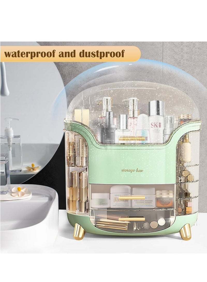 Decorhills Makeup Organizer Storage Box with Drawers – Large Acrylic Skincare & Cosmetic Display Case – Multi-Compartment Vanity Organizer for Beauty Products, Perfumes & Jewelry – Light Green –30x15x25 cm - Image 4
