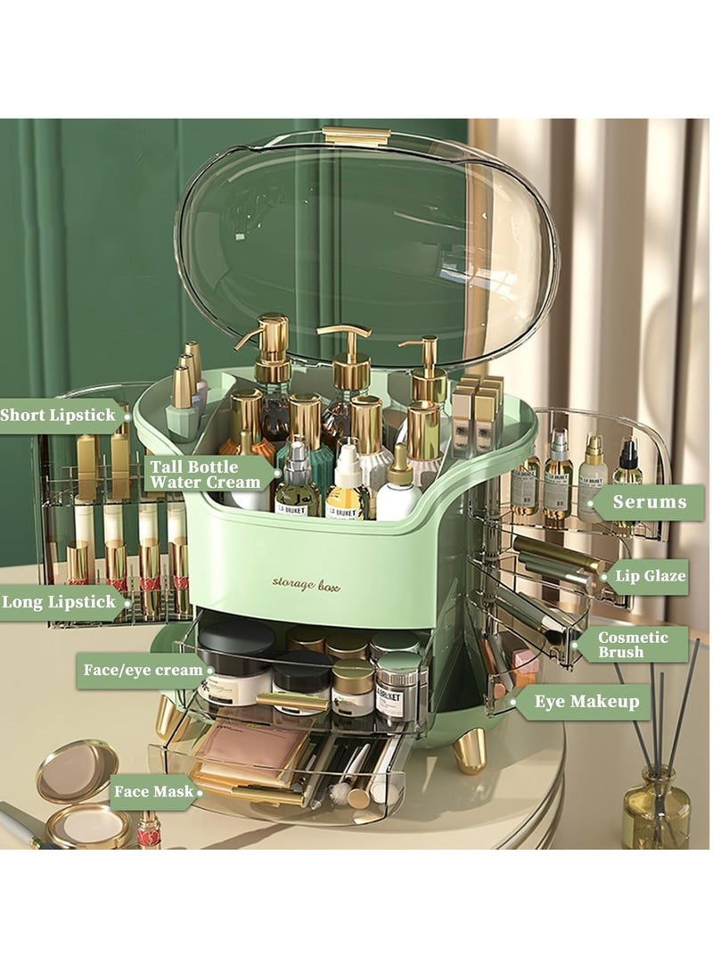 Decorhills Makeup Organizer Storage Box with Drawers – Large Acrylic Skincare & Cosmetic Display Case – Multi-Compartment Vanity Organizer for Beauty Products, Perfumes & Jewelry – Light Green –30x15x25 cm - Image 5