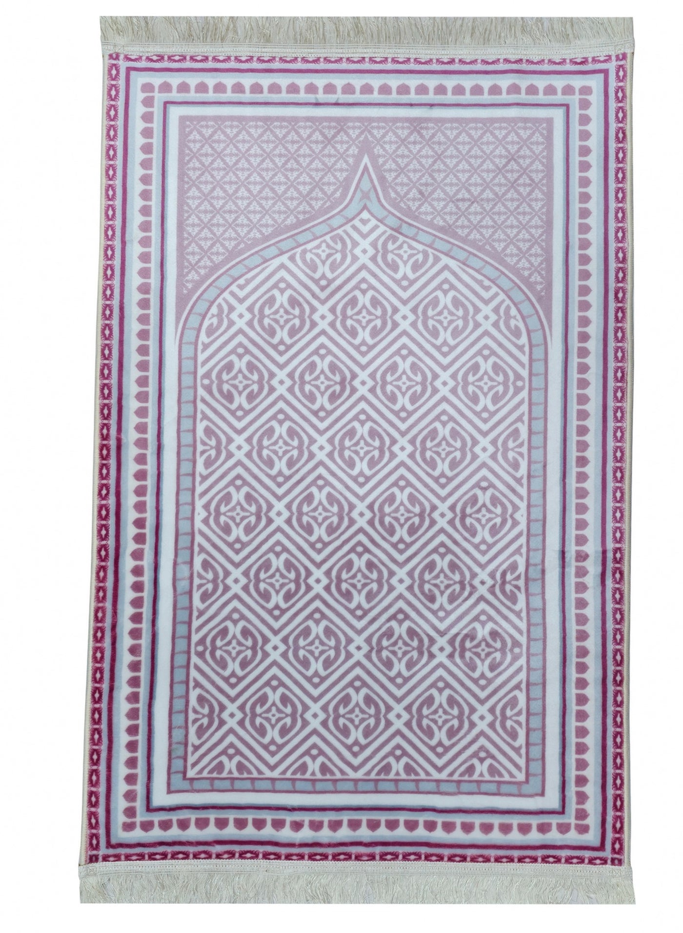 Fabienne Ultra Plush Silky Prayer Mat 70×110cm Premium Printed Islamic Sajadah Soft with Non-Slip Silicon Base Lightweight Portable Musalla for Gift Ramadan Eid Hajj & Umrah Lilac Off White