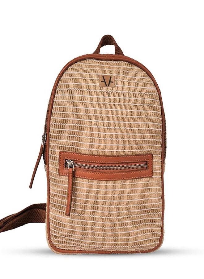 Avake EcoChic Vegan Backpack for Women - Elegant Brown Jute Weave, Stylish, Trendy, Lightweight & Durable Everyday Bag | Travel, Picnic Backpack for Girls | Ideal for Birthday, Anniversary Gift - Image 2
