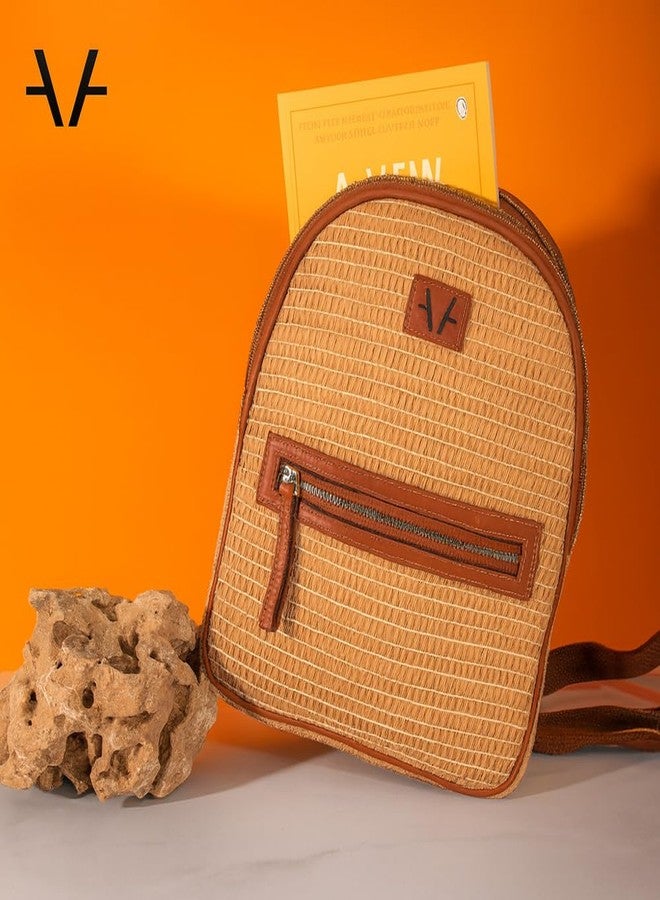 Avake EcoChic Vegan Backpack for Women - Elegant Brown Jute Weave, Stylish, Trendy, Lightweight & Durable Everyday Bag | Travel, Picnic Backpack for Girls | Ideal for Birthday, Anniversary Gift - Image 3