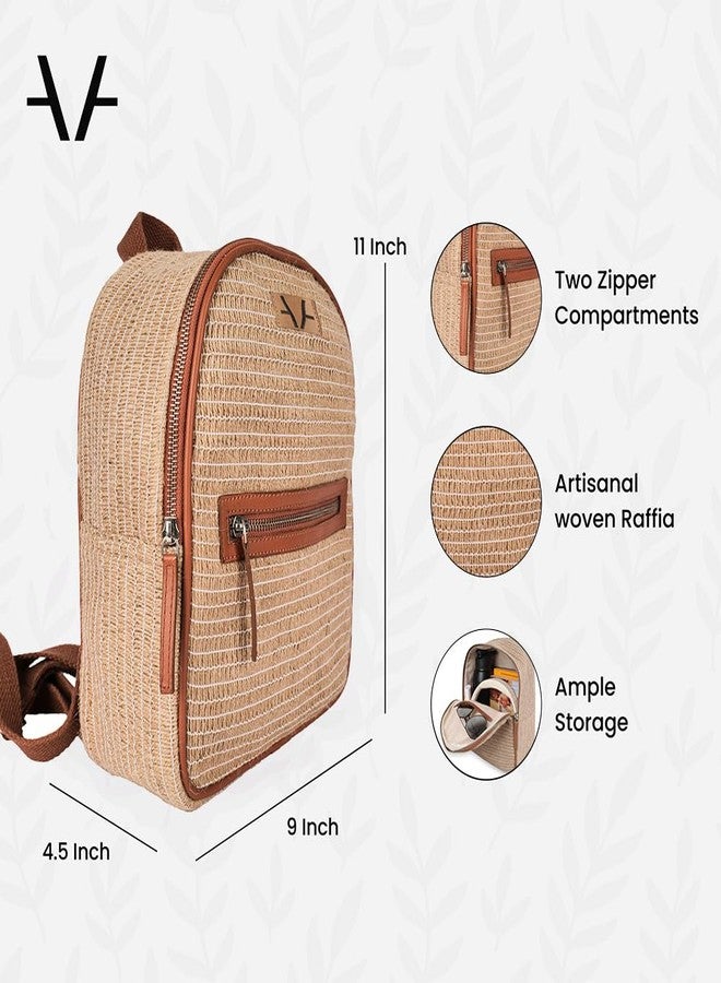 Avake EcoChic Vegan Backpack for Women - Elegant Brown Jute Weave, Stylish, Trendy, Lightweight & Durable Everyday Bag | Travel, Picnic Backpack for Girls | Ideal for Birthday, Anniversary Gift - Image 4
